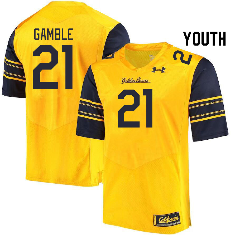 Youth #21 Collin Gamble California Golden Bears College Football Jerseys Stitched Sale-Gold